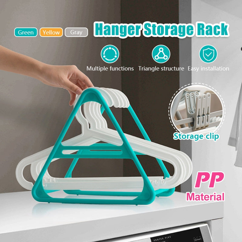 Plastic Hanger Storage Rack Triangle Clothes Organizer Tripod Stand PP Frame  for Home Balcony
