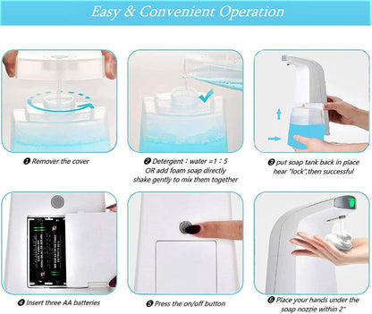 330ml Automatic Touchless Smart Auto Foam Soap Dispenser Holder Handfree Infrared Motion Sensor Battery/USB Rechargeable