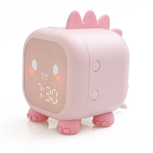 Cute Funny Dinosaur Digital Alarm Clock For Kid Bedside LED Sleep Trainer Temp Display Voice Control