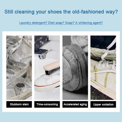 White Shoe Cleaner Cream with Free Sponge Sneaker Stain Remover for Canvas Leather Sports Shoes