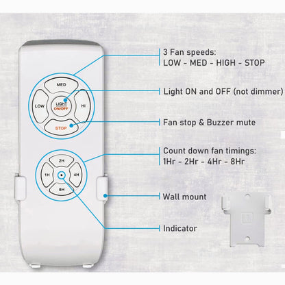 Smart Universal Ceiling AC Fan Lamp Remote Control Kit with Receiver 3 Speed Timing Wireless Controller