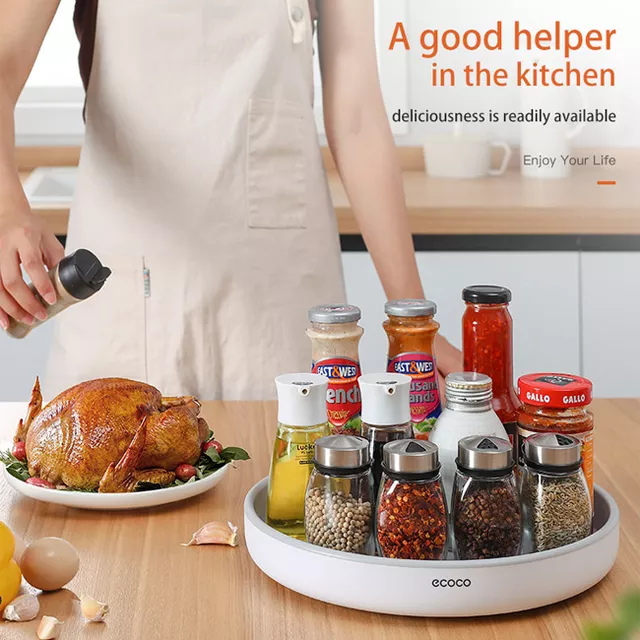 Ecoco 360 Rotating Tray Spice Rack Kitchen Organizer Turntable Seasoning Storage Shelf Lazy Susan