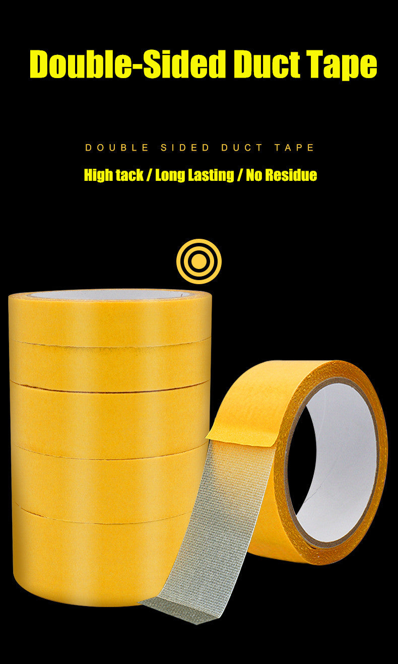 20m Strong Double Sided Mesh Adhesive Tape Cloth Base Grid Yellow Waterproof Traceless Translucent Carpet Floor