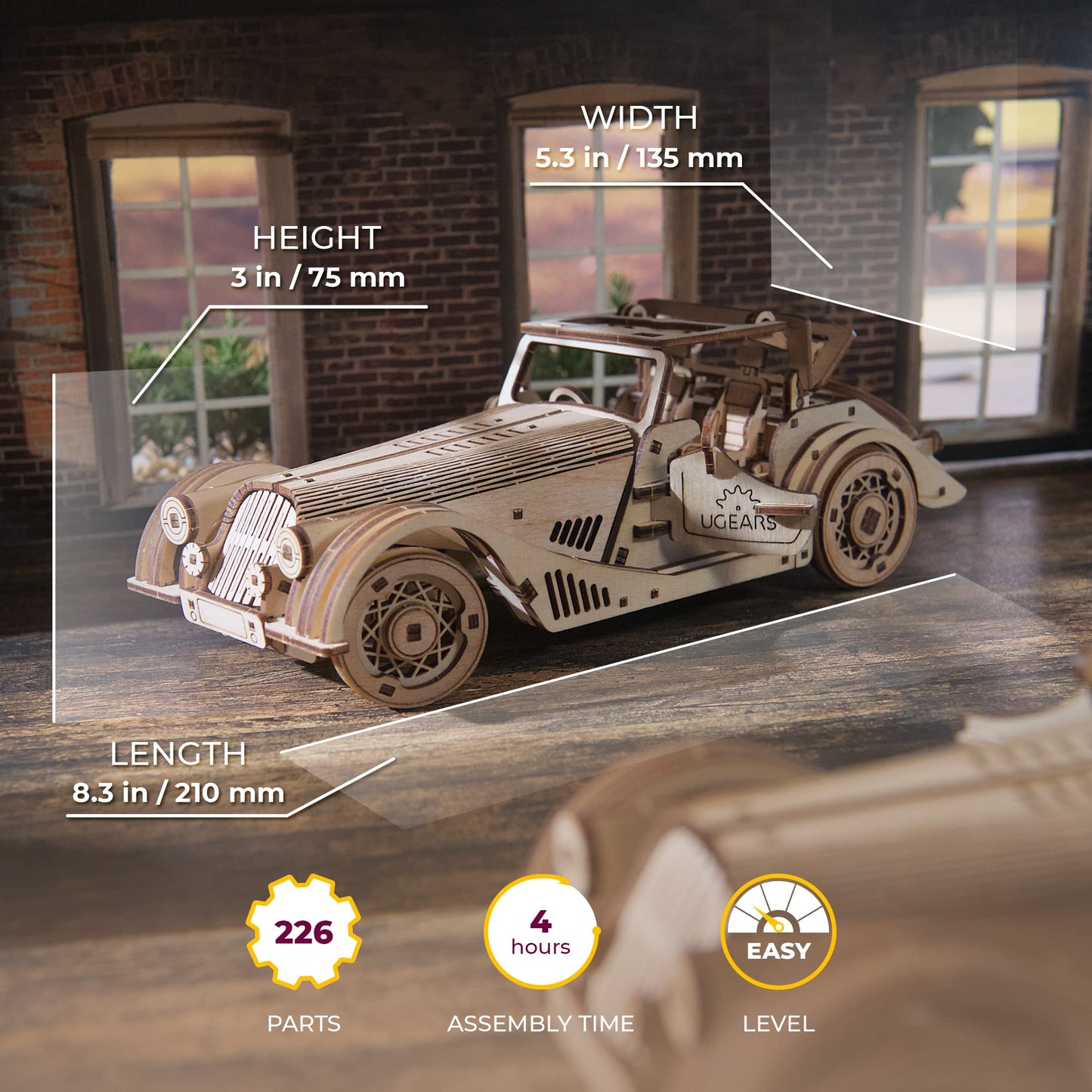 UGEARS Sports Car Rapid Mouse 3D Mechanical Model Wooden Puzzle DIY Kits