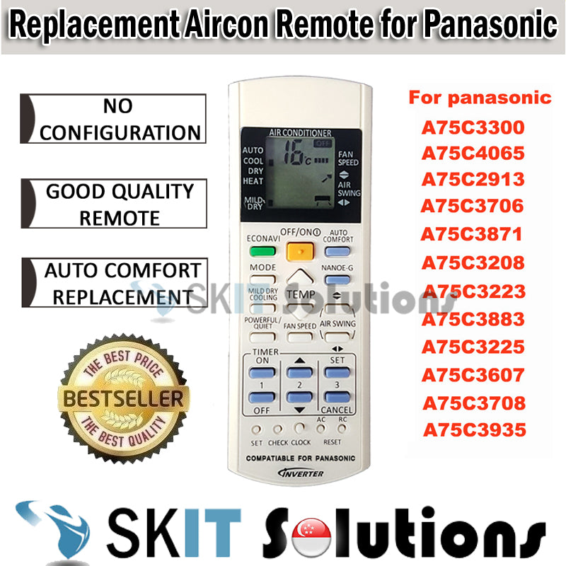 Replacement Panasonic Aircon Remote Control Air Conditioner AC Air Con Remote Controller A75C Series A75C3708 A75C3758