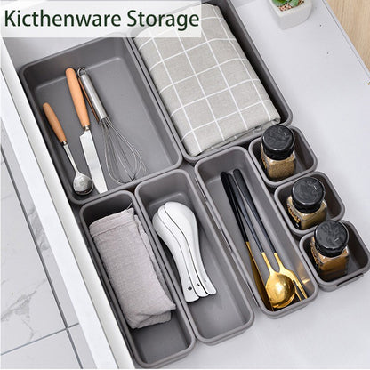 8pc / Set Drawer Storage Box Organizer Stationery Cosmetics Makeup Brush Holder Kitchen Cutlery Trays Jewelry Organiser