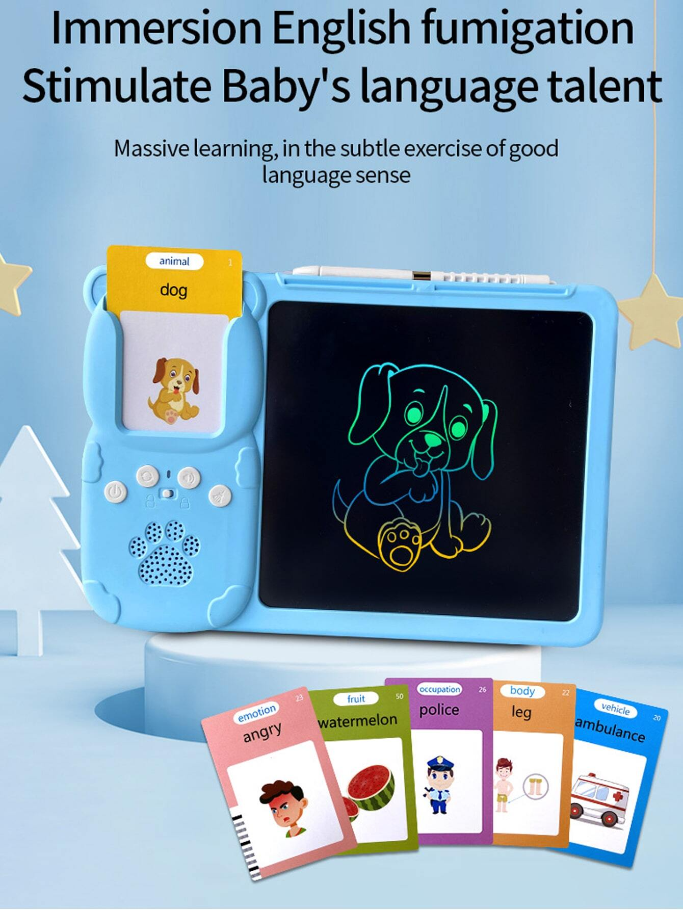 LCD Writing Board Pad Tablet Talking Flash Cards Learning Toys Montessori Educational Speech Therapy Toddlers Kids Baby