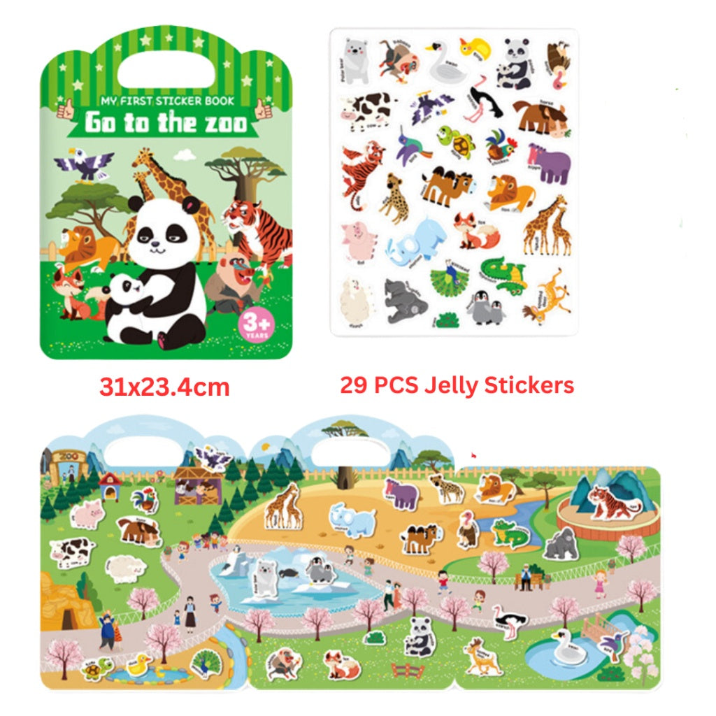 Children's Portable Jelly Sticker Book Reusable Stickers Early Education Educational Painting Cartoon Toys Kids Toddlers