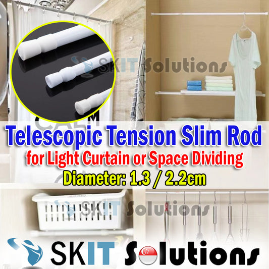 Compression Tension Slim Rod Extendable Pole Stick for Light Window Curtain Space Dividing Closet Clothes Hanger Shower