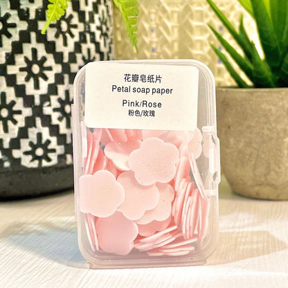 Portable Petal Soap Paper Travel Essential Hand Wash Disposable Antibacterial Flower Soap Sheet Gift