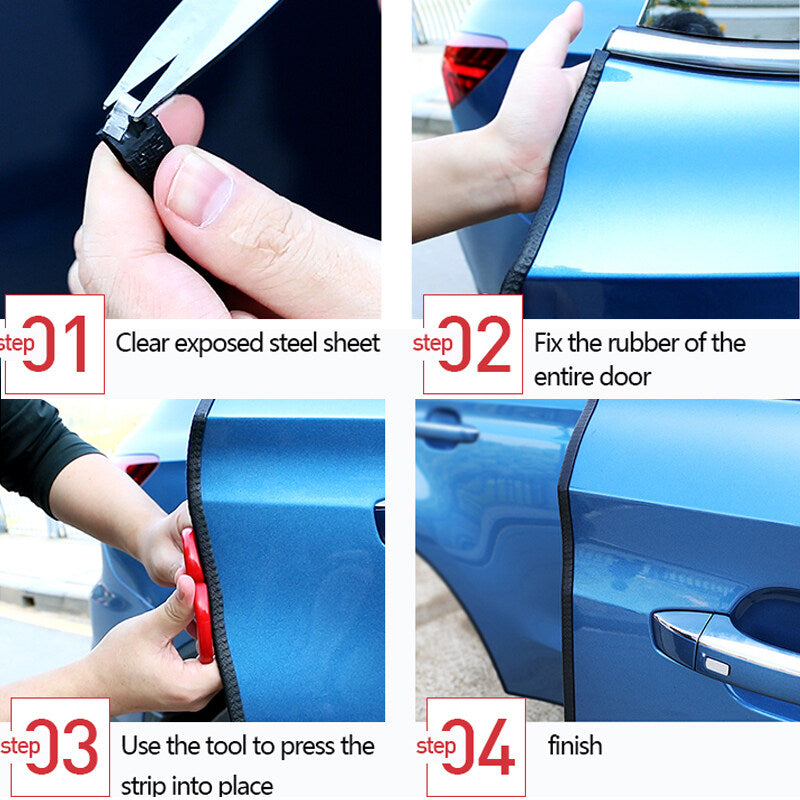 2/5M Car Door Edge Bumper Anti-Collision Strip Protector U Shaped Steel Plate Dustproof Seal Scratch