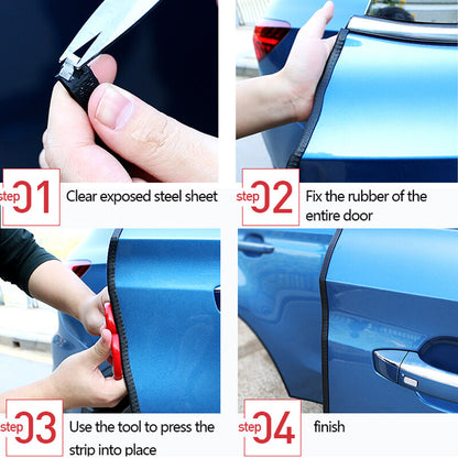 2/5M Car Door Edge Bumper Anti-Collision Strip Protector U Shaped Steel Plate Dustproof Seal Scratch