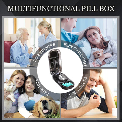 Adjustable Pill Cutter Splitter Quartering Crusher with Storage Box Medicine Tablet Divider Organizer