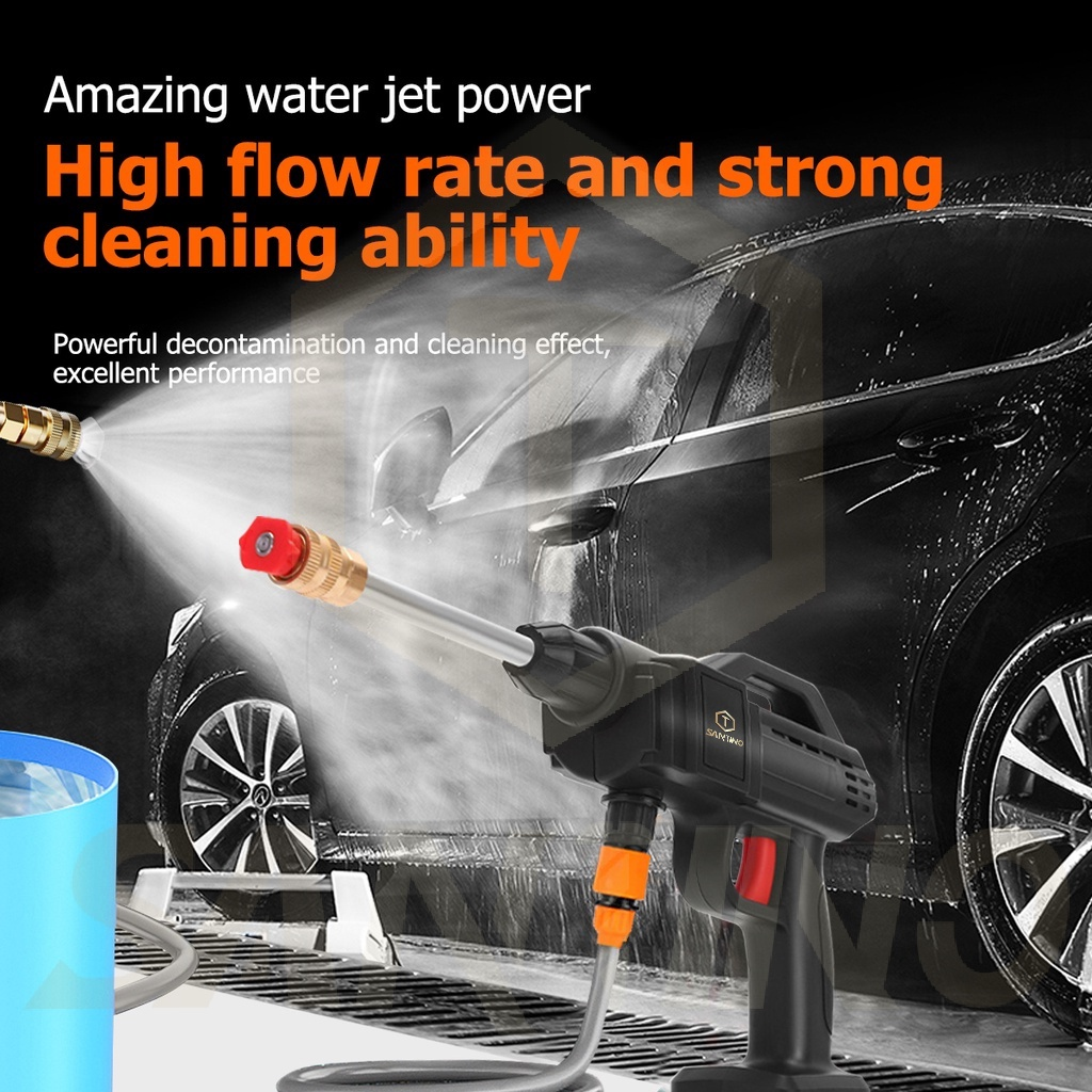 Cordless High Pressure Water Jet Spray Gun Washer Foam Launcher Cleaner Car Snow Wash Wireless Washing Machine FREE Pail