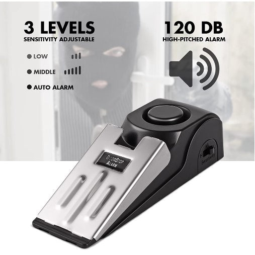 Anti-Theft Security Door Stopper Alarm Sensor 120 Decibel Door Stop Home Travel Floor Wedge Doorstop