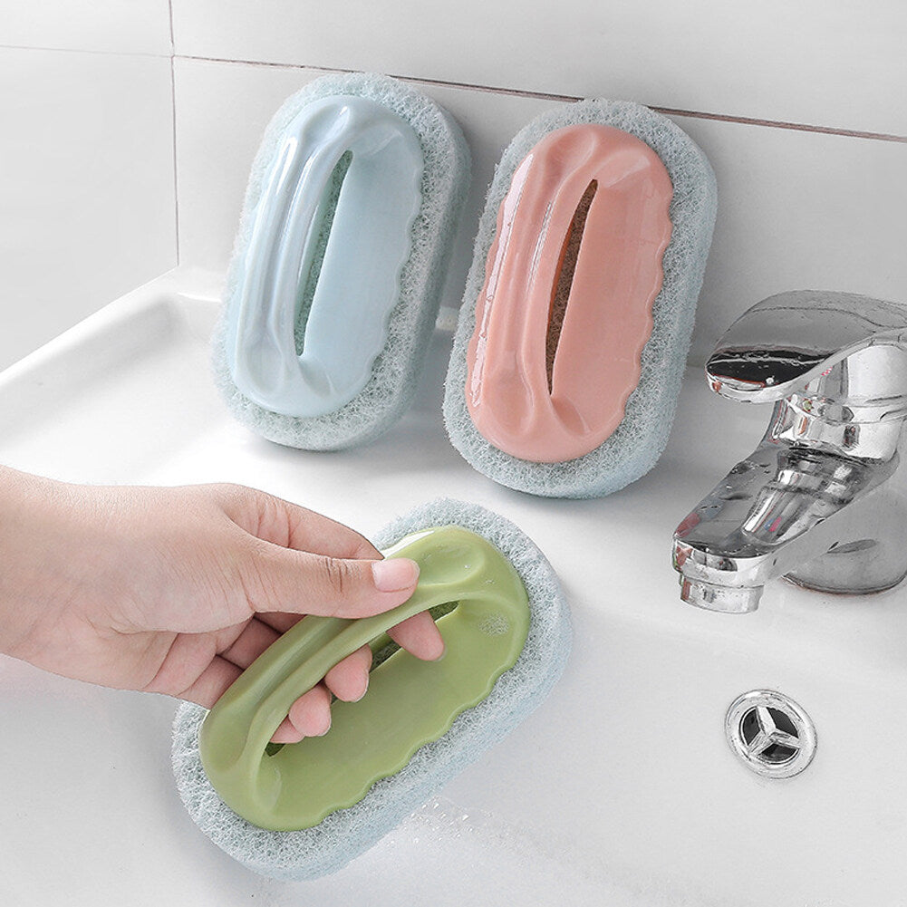 Multi Purpose Bathroom Cleaning Brush Soft Magic Sponge With Handle Bathtub Wall Tile Pot Wash Tool