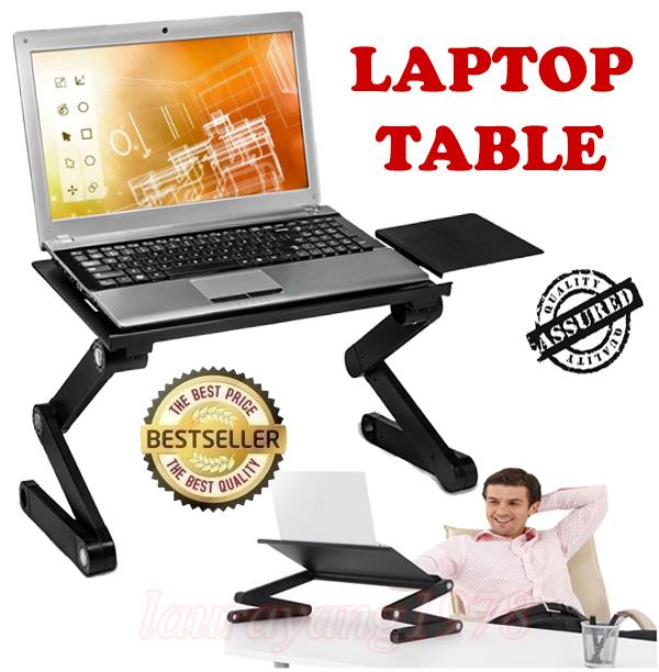 420 x 263 mm Laptop Table with Mouse Pad ★ 360° Adjustable Foldable Notebook Pc Desk Table Vented Stand Portable Bed Tray