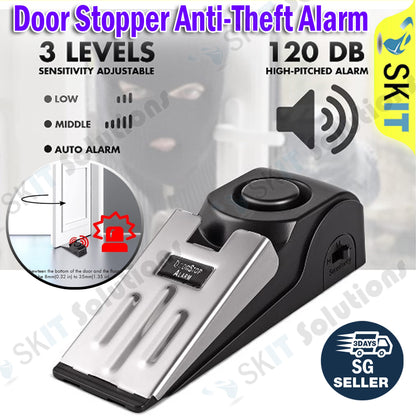 Anti-Theft Security Door Stopper Alarm Sensor 120 Decibel Door Stop Home Travel Floor Wedge Doorstop