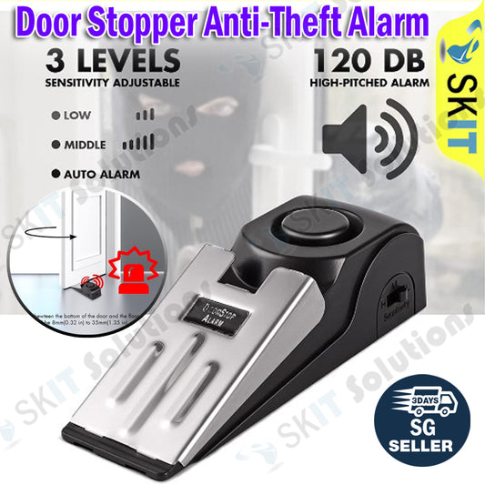 Anti-Theft Security Door Stopper Alarm Sensor 120 Decibel Door Stop Home Travel Floor Wedge Doorstop