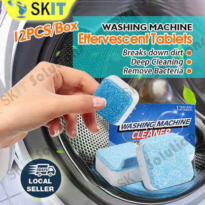 12pcs/box Washing Machine Cleaner Tablets Drum Cleaning Descaler Antibacterial Deodorizer Detergent