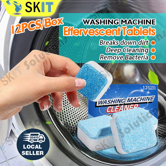 12pcs/box Washing Machine Cleaner Tablets Drum Cleaning Descaler Antibacterial Deodorizer Detergent