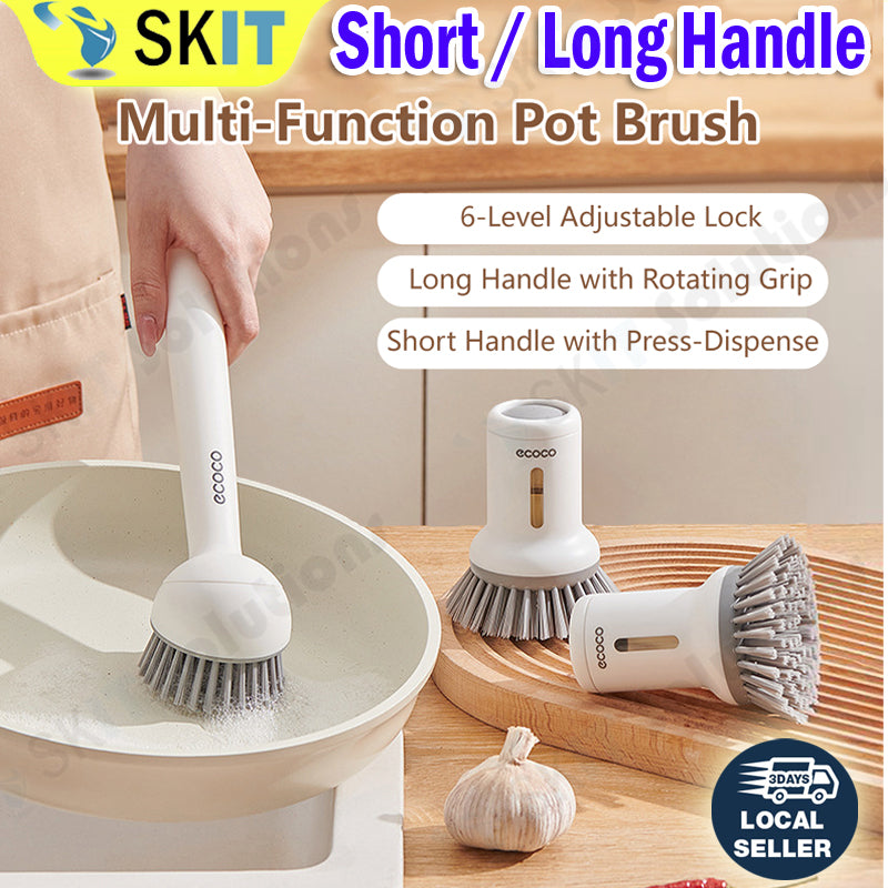 Ecoco Short / Long Pot Brush Rotating Handle Refillable Liquid Household Kitchen Cleaning Washing