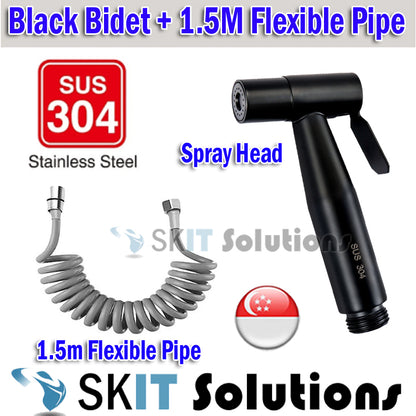 3in1 Stainless Steel Toilet Handheld Bidet Spray Sprayer Set with 1.5m Hose Pipe+Wall Mount Holder