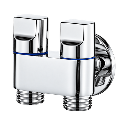 【SKIT SG】Universal Bathroom Washing Machine Faucet Mini Brass Angle Valve Bidet Dual-purpose Valve Dual-control Dual-cooking Faucet Quick Installation