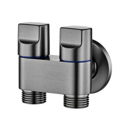 【SKIT SG】Universal Bathroom Washing Machine Faucet Mini Brass Angle Valve Bidet Dual-purpose Valve Dual-control Dual-cooking Faucet Quick Installation