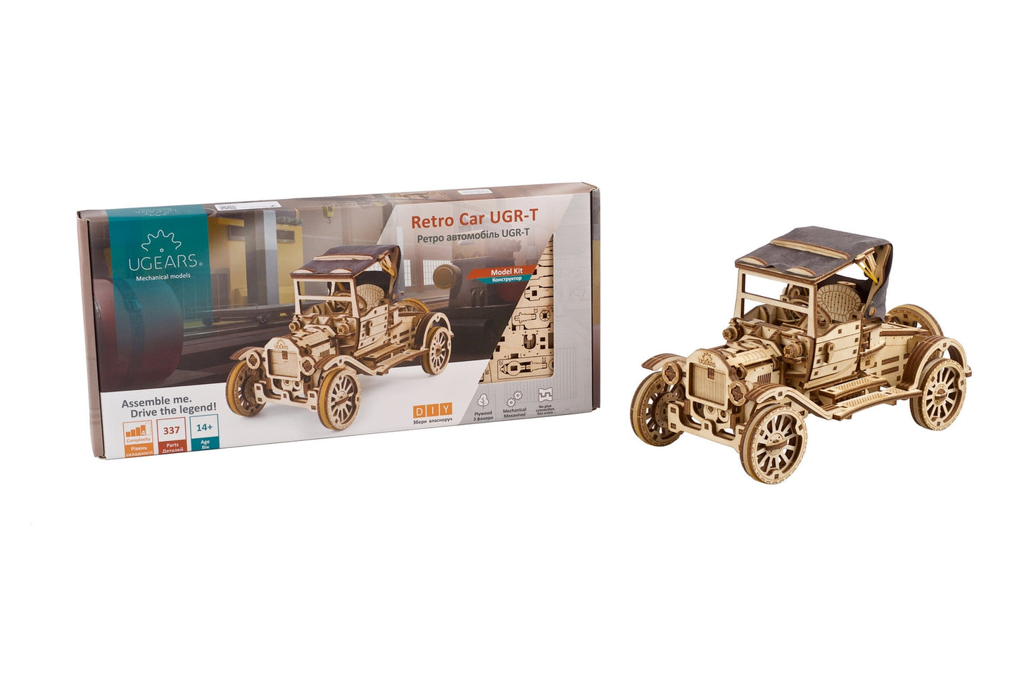 Ugears Retro Car UGT-T ★Mechanical 3D Puzzle Kit Model Toys Gift Present Birthday Xmas Christmas Kids Adults