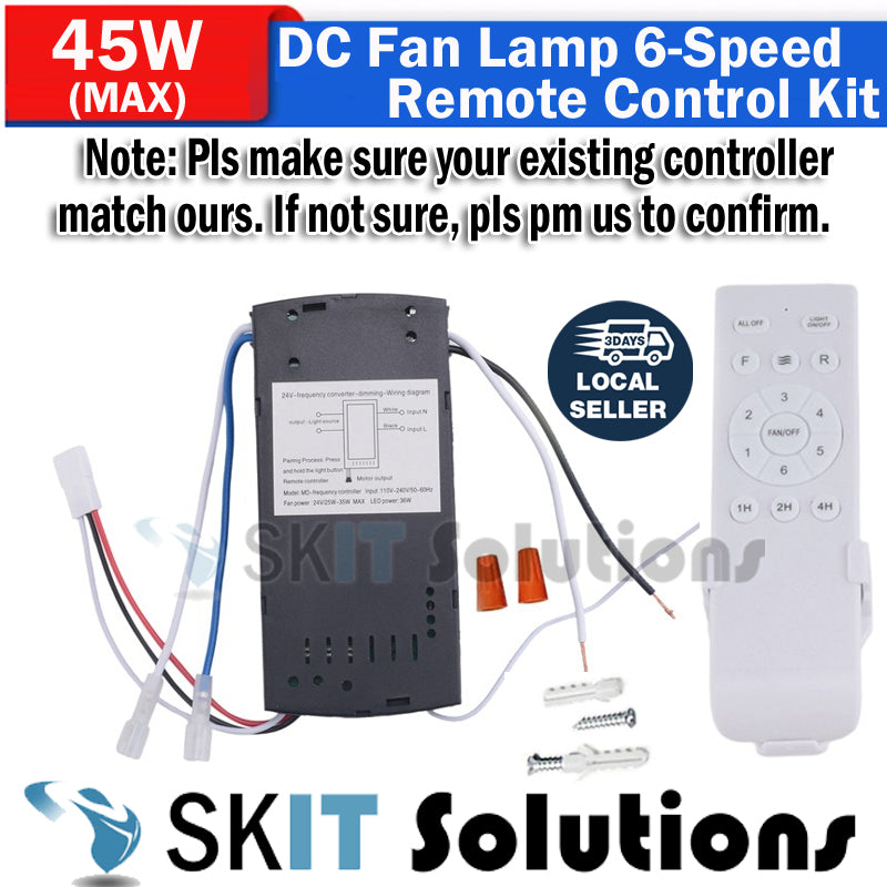 Smart Universal Ceiling DC Fan Lamp Remote Control Kit Receiver 6 Speed Timing Wireless Controller