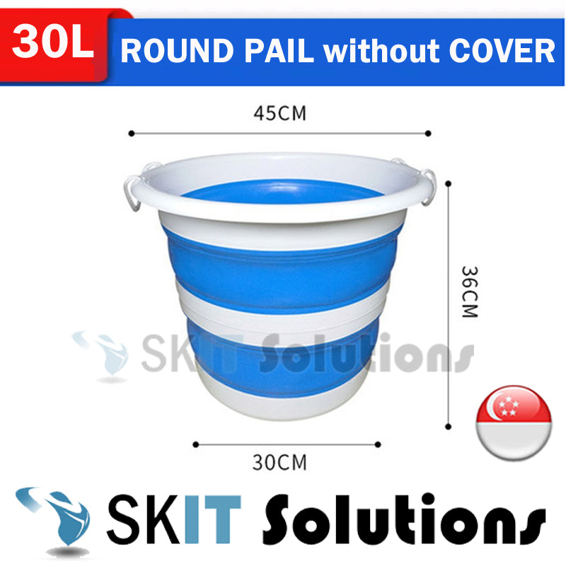 30L Foldable Water Pail+Cover★30 Litre Collapsible Outdoor Bucket Barrel Basins TUB Car Washing Fishing Camping Foot Spa