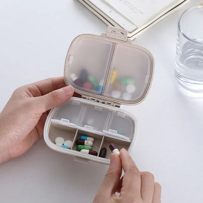 8 Grids Sealed Pill Organizer Daily Portable Medicine Storage Box Wheat Container Travel Tablet Case