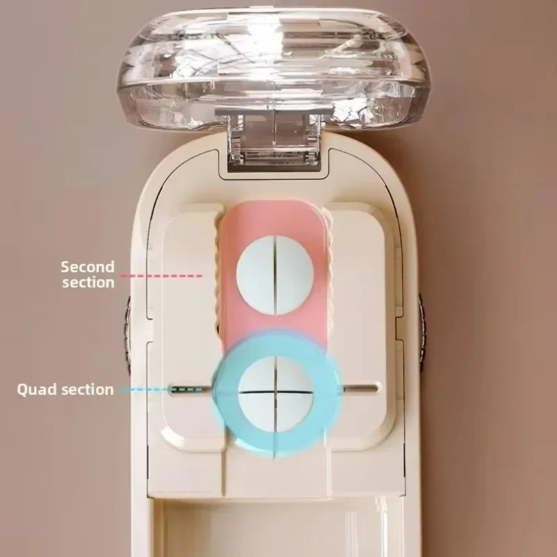 Adjustable Pill Cutter Splitter Quartering Crusher with Storage Box Medicine Tablet Divider Organizer