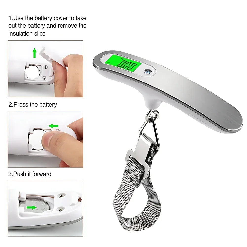 Portable Digital Luggage Scale 50kg 110lb with Belt or Hook Handheld Hanging Travel Bag Weight Scale