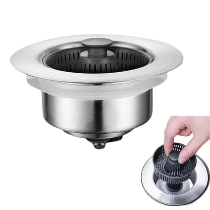 3in1 Stainless Steel Kitchen Sink Drainage Filter Deodorant Insect-Proof Quick Drainage Garbage Plug Popup Sink Strainer