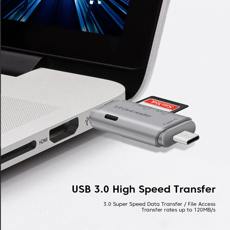 4 IN 1 OTG Type C SD TF Card Reader USB 3.0 Micro Flash Drive Adapter High Speed PC Mobile Phone