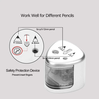 Automatic Electric Pencil Sharpener Dual Hole Battery Operated Sharpener for Kids Students School Office