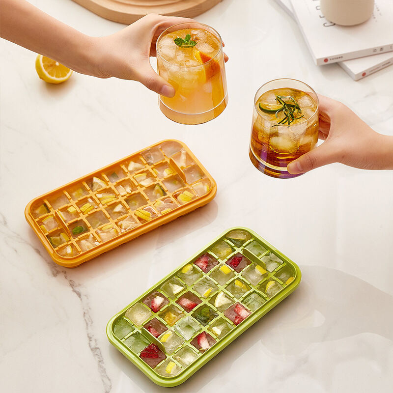 Ice Making Box Ice Cube Maker Tray Ice-Making Mould Storage Box Tool Gadget One Click Demolding Stackable Ice Grid Mold