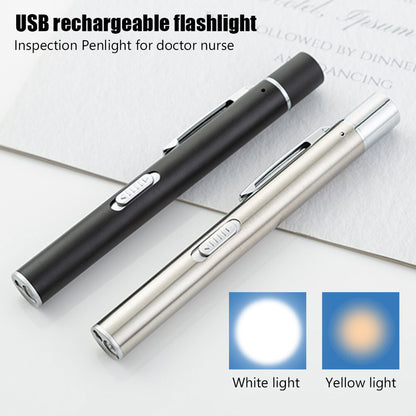 USB Rechargeable Medical Pen Torch Penlight w/ Dual Inspection Light EMT Nurse First Aid Flashlight