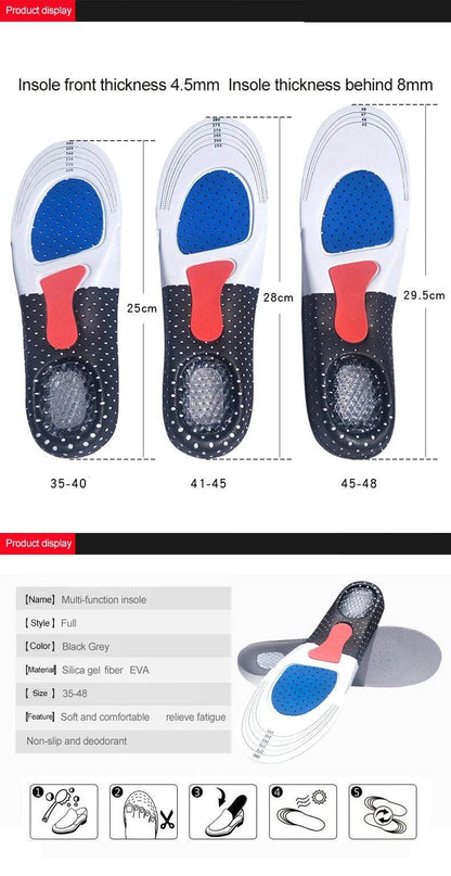 Orthotic Arch Support Orthopedic Shoe Insole Sport Running Jog Cushion Silicone Gel Memory Foam Pad