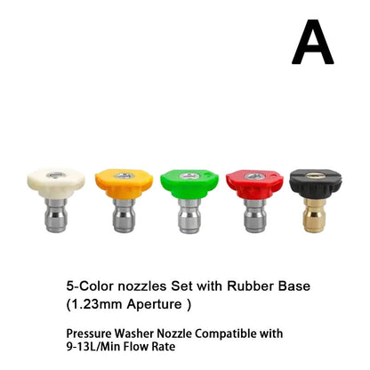5pc High Pressure Washer Nozzle 1/4" Quick Connect Set for Jet Water Spray Gun Kit Car Wash Cleaning