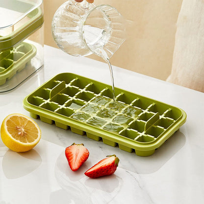 Ice Making Box Ice Cube Maker Tray Ice-Making Mould Storage Box Tool Gadget One Click Demolding Stackable Ice Grid Mold