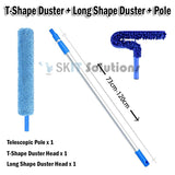 T-Shape Ceiling Fan Duster + Extendable Pole Absorb Dust Telescopic Rod Washable Microfiber Cleaner Cleaning Brush Tools