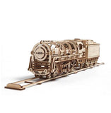 Ugears Steam Locomotive With Tender ★Mechanical 3D Puzzle Kit Model Toys Gift Present Birthday Xmas Christmas Kids Adults