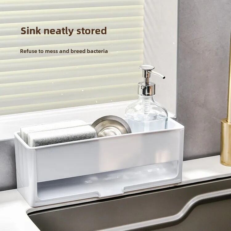 Kitchen Sink Sponge Towel Storage Rack Shelf Countertop Detachable Drainage Basket Organizer Holder