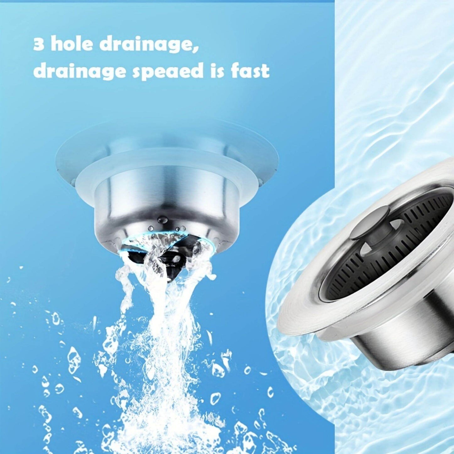 3in1 Stainless Steel Kitchen Sink Drainage Filter Deodorant Insect-Proof Quick Drainage Garbage Plug Popup Sink Strainer