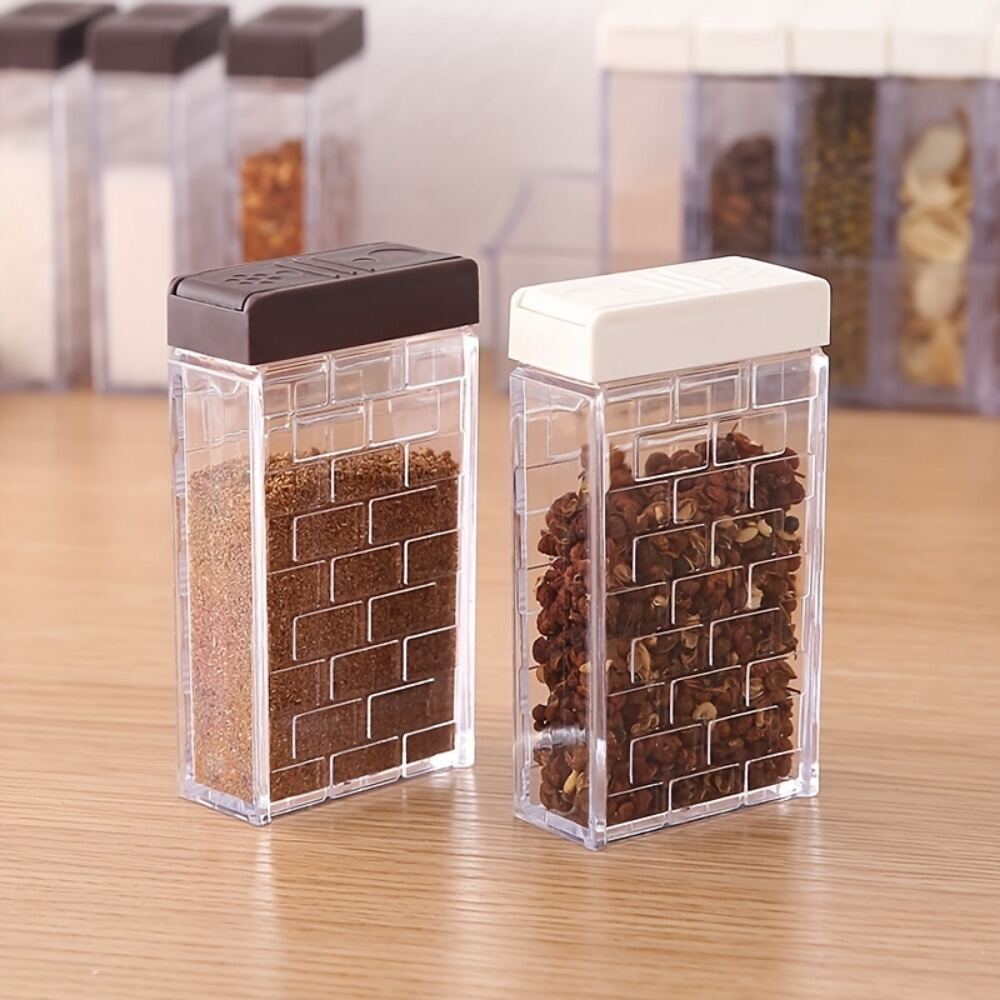 Transparent Spice Storage Box Salt Pepper Shaker Multi-Purpose Seasoning Condiment Container Jar Set