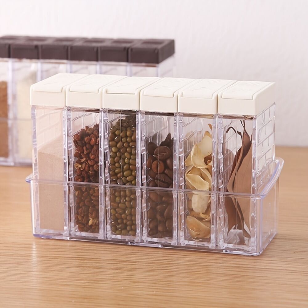 Transparent Spice Storage Box Salt Pepper Shaker Multi-Purpose Seasoning Condiment Container Jar Set