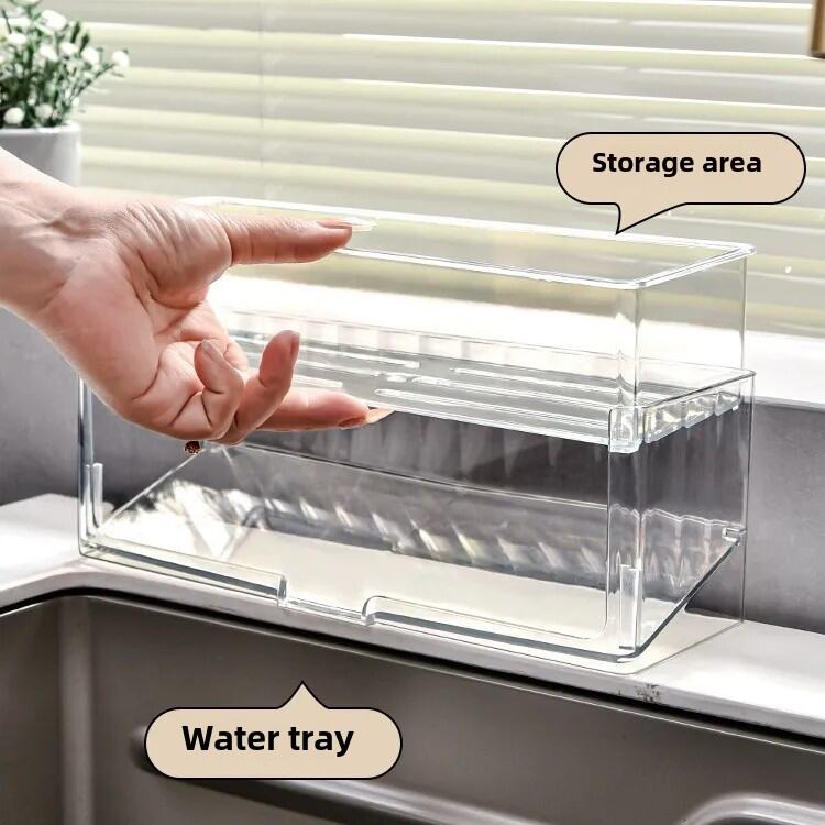 Kitchen Sink Sponge Towel Storage Rack Shelf Countertop Detachable Drainage Basket Organizer Holder